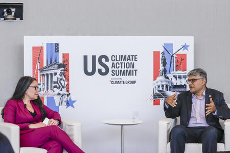 Jigar Shah and Angela Barranco at US Climate Action Summit 2024