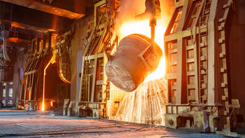 molten steel is poured into furnance